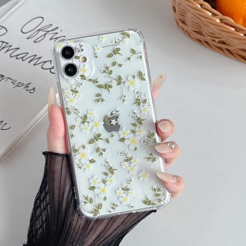 ZTOFERA Case for iPhone 11, Transparent Clear Soft TPU Case with Flower Pattern, Ultra Slim Anti-scratch Silicone Gel Protective Bumper Cover for iPhone 11 (6.1) - Big White Flower