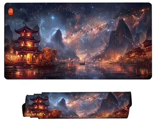 Black Mouse Mat Gaming Mouse Pad Xxl Ancient Building Mouse Pad Desk Mat Large 1200x600 Large Mouse Mat Non-Slip Base With Stitched Edges Water Resist Mouse Mat Desk Mat for Home Office Gifts 3-G
