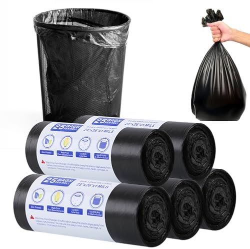 Biodegradable Bin Bags, 100PCS Black Bin Bags, 30L Small Bin Liner, Biodegradable Food Waste Bag, Kitchen Food Waste Bin Bags for Living Room Office Kitchen Bathroom Camping Outdoor(Black)