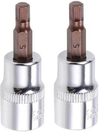 2PCS Juttzzei Hex Bit Socket, 3/8 Drive x H5 (5mm) Allen Key Socket, Premium S2 Alloy Steel 5mm Hex Bit with 1.89 Length for Torque Wrench, Ratchet Wrench, Impact Power Drills