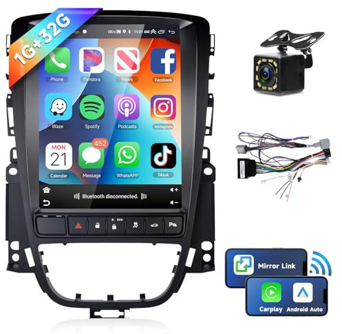 1G+32G Android 13 Autoradio pour Opel Astra J 2009-2015/Buick Excelle avec Bouton ECO et Carplay Android Auto sans Fil, Ecran Tactile 9.7 Pouces Bluetooth Auto Radio GPS Wi-Fi HiFi FM RDS Radio Caméra