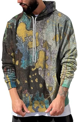 Kapuzenpullover Herren Warm Pullover mit Künstlerischem Spritzdruck Hoodies Sport Sweater Y2K Streetwear Herrenpullover Outwear Sweatshirt Oversize Winterpullover Women's Shoes Sale