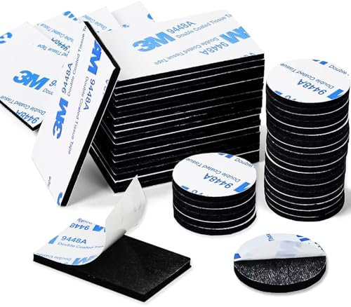 Redamancy 50 Stück Klebepads Doppelseitig Extra Stark, 3mm Foam Adhesive Pads, Foam Self-Adhesive for Walls, Waterproof Mounting Pads for Home, Office, Car, School (lRund und Quadratisch)