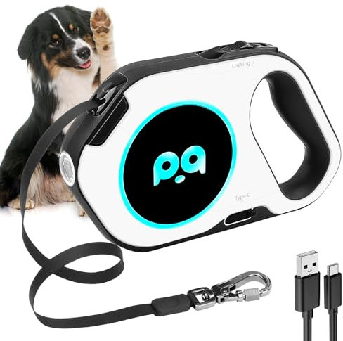 5 Meter Einziehbare Hundeleine, Rollleine Hundeleine, Leine Hund mit LED Hundeleine, 360° Verhedderungsfreier, Anti Rutsch Griff, für Kleine und Mittelgroße Hunde