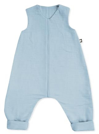 Julius Zöllner Schlafoverall Jumper Musselin 0,5 TOG Gr. 92 | 100% Baumwollmusselin | Oeko-TEX Standard 100 | Denim