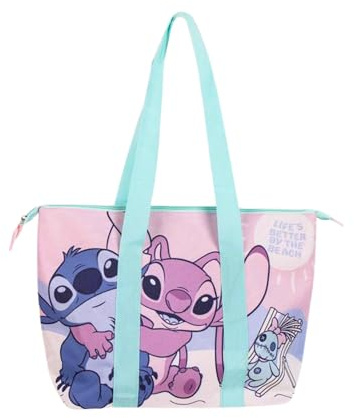 Disney Stitch und Angel Strandtasche, Reisetasche, Einkaufstasche, Umhängetasche, Geschenk für Frauen und Teenager