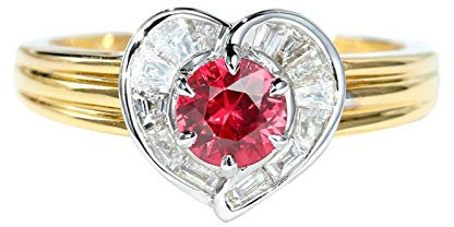 Stfery Ring Gold Au750 18K Damen, Trauringe mit Rubin, Diamantring Echt Goldschmuck, Gr.58 (18.5)