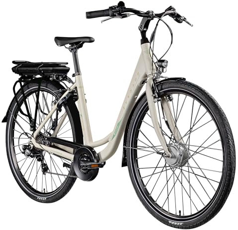 ZÜNDAPP Z503 28 Zoll Ebike Damen Fahrrad E City Bike Damenfahrrad Tiefeinsteiger Hollandrad mit Gangschaltung Fahrrad mit tiefem Einstieg Ebike (Antique White, 50 cm)