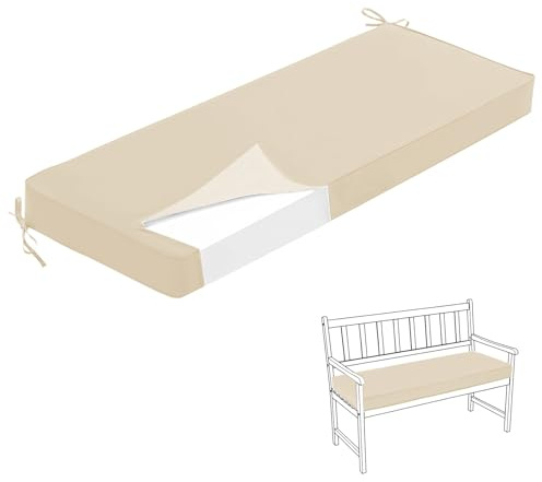 HJZPWB Wasserdicht Bankauflage 5 cm Dick Rohrleitungen Sitzkissen Bank Abnehmbar Sitzauflage Bank Bankkissen Sitzpolster Bank Auflage Gartenbank Sitzbank Auflage Outdoor,Beige,200X40X5CM