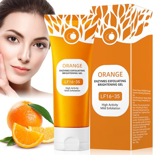 Natürliches Orange Peeling Gel, Orange Enzymes Exfoliating Brightening Gel, Gesicht Reinigung Peeling, Gesichtspeeling Tiefenreinigung & Feuchtigkeitsspendendes Exfoliating Scrub für Damen