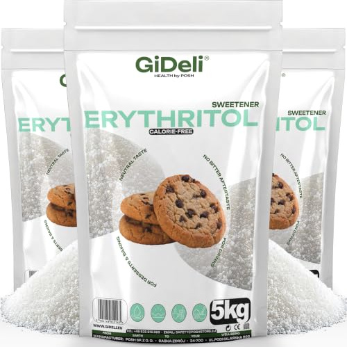 GiDeli Eritritol Puro 15 kg - Sustituto del Azúcar sin Calorías, Keto | sin regusto amargo, contribuye a mantener la mineralización dental, para elaboraciones en cantidades grandes, 70 % del dulzor