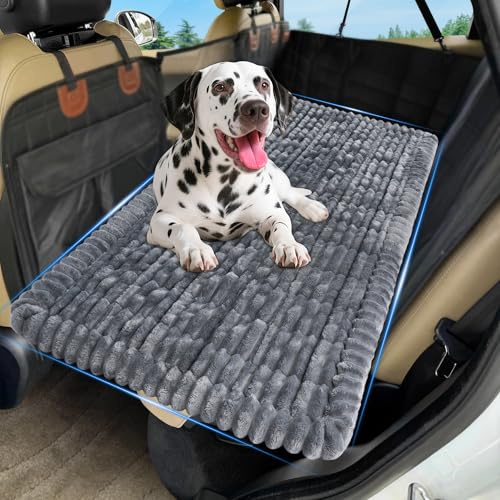 Loiion Hundematte Auto Rückbank Antirutsch, 127×62x3cm Dunkelgra | Auto Hundedecke Rücksitz Schutzmatte Weicher Flanell Rutschfest Waschbar Reisedecke, Dicke Sofa Überzug