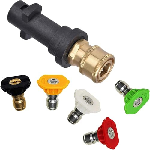 Pressure Washer Quick Connect Adapter Kit Compatible with Karcher K2-K7 Models | 3000 PSI Max | Includes 5 Nozzle Tips for Versatile Cleaning