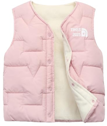 Yuetide Gilet sans Manches Fille Garçons Veste Matelassé Doublé Polaire Hiver Chaud Enfant Unisex Doudoune sans Manche