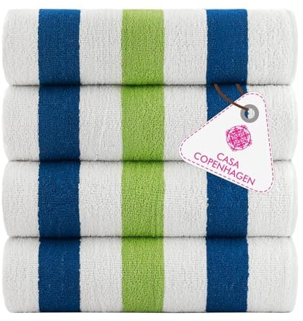 CASA COPENHAGEN Monaco Teli Mare, Resistenti e Durevoli, Asciugatura Rapida, per Piscina, Bagno e Doccia, 76 x 152 cm, Set da 4 Teli in Cotone – Verde Erba