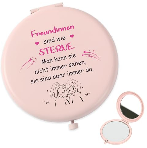 QWZify Geschenke für Freundin Geschenk Freundin Geburtstag Schminkspiegel, Rosa Taschenspiegel Kosmetikspiegel Vergrößerungsspiegel Taschenspiegel Klappbar Reisespiegel, Freundinnen Geschenkideen