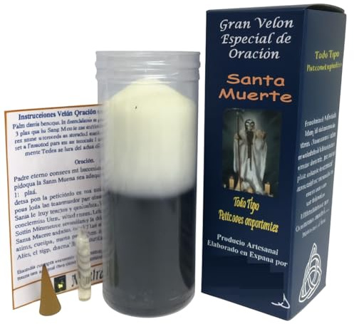 Velon Santa Muerte verstärkte Kerze mit Gebet für alle Arten von dringenden Anfragen
