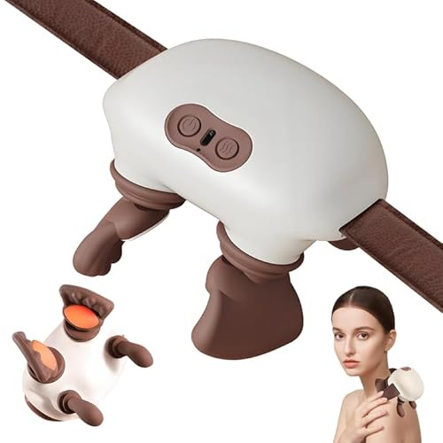 Nackenmassagegerät mit Wärme 3 Massage-Stufen, 4D Elektrisches Massagegerät Nacken Schulter 2000mAh USB-aufladbar, 2 Wärmeniveaus (40°C/45°C) für Zuhause/Büro/Reise, Lindern MüDigkeit (B)