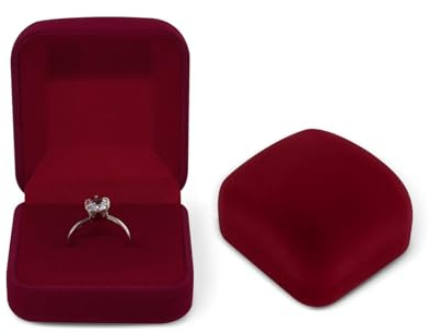 AfitLulu Ringbox Samt Ring Aufbewahrung Ringbox Hochzeit Elliptisch Verlobungsring Box für Vorschläge, Verlobungen und Hochzeiten (Mini-Rot)