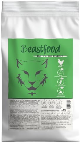 Beastfood Katzenfutter Trocken Adult mit Huhn – Getreidefreies Trockenfutter für ausgewachsene Katzen, natürlich & transparent deklariert