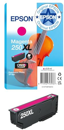 Epson Original 250XL Violin Singlepack Tintenpatrone | Magenta | 1 x 5,3 ml | Original Epson Tinte für optimale Ergebnisse