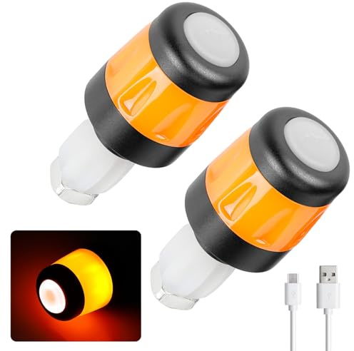 2026 LED Blinker E Scooter Nachrüsten Set, Wiederaufladbare Fahrrad Blinker für E Scooter,linker Lenkerstopfen für Xiaomi&Segway Ninebot,für Lenker mit 17,2–22 mm Durchmesser (Schwarz und Orange)