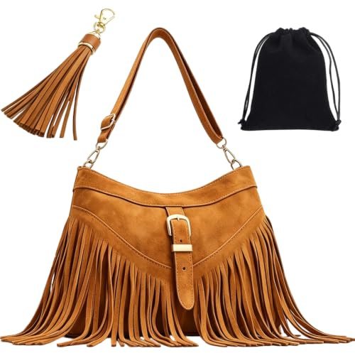3 Pcs Brown Handbag Set, Suede Bag, Brown Shoulder Bag, Fringe Bag For Urban Professionals And Style Enthusiasts, Ideal For Daily Commute, Professional Settings And Social Events