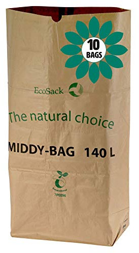 140 Litre x 10 Paper Compostable Wheelie Bin Liners - Biodegradable Sacks/Liners - Bioliner Eco Sack Bags with All-Green Composting Guide