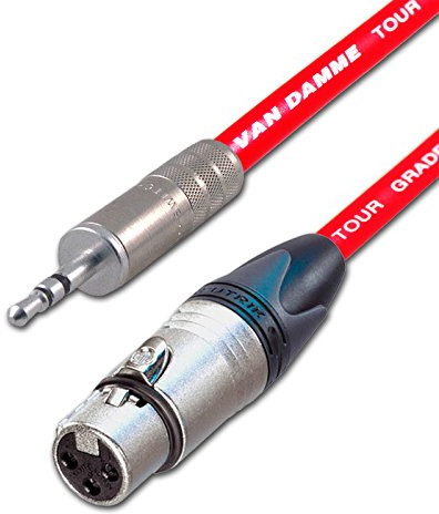 Stereo 3.5mm Mini Jack to Mono Female XLR Cable. DSLR Microphone Input lead. 1m (2m, Red)
