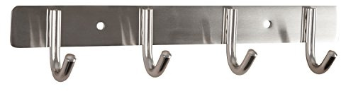 Gedotec Hakenleiste Garderobe - Küche Kleiderhaken Edelstahl - GR10148 | Garderobenleiste mit 4 Haken für Kleidung - Schlüssel | Wand-Haken zum Schrauben | 1 Stück - Design Garderobenhaken-Leiste Türe