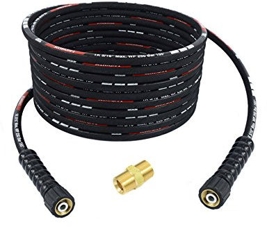 TECHKAR Hochdruckreiniger Schlauchverlängerung – Kärcher Verlängerungsschlauch Ersatz – 250bar kompatibel mit Kärcher mit M22x1,5 Gewinde – Schlauchverbinder & Nippel inklusive – 15m Schlauch