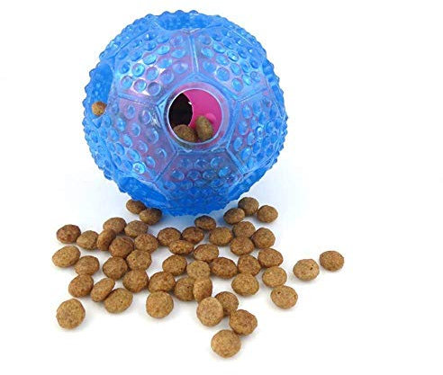 Cisixin Jouet Interactif pour Chien, Boule de Nourriture pour Chien, Balle Durable à Mâcher pour l'Entraînement et Dents de Nettoyage, Bleu