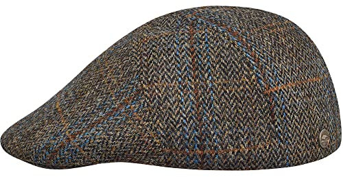 Sterkowski Ivy Five | 100% Harris Tweed Schirmmütze für Herren und Damen | Winter Flatcap 5 Panel Newsboy Cap Vintage Schiebermütze Cabrio Schlägermütze Schildmütze Gatsby Braun/Blau 59 cm