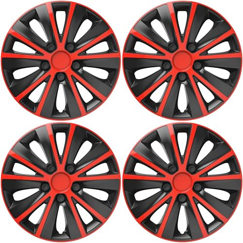 Versaco Car Wheel Trims RAPIDERB14 - Red/Black 14 Inch 10-Spoke - Boxed Set of 4 Hubcaps - Includes Fittings/Instructions