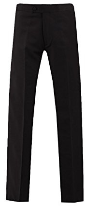Dobell Mens Black Tuxedo Trousers Regular Fit 100% Wool-32R