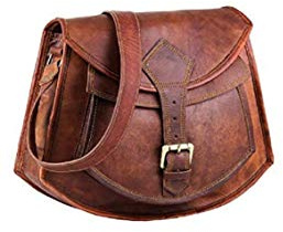 OVERDOSE Spot On Small Leather Purse Women Shoulder Bag Crossbody Satchel Ladies Travel Purse Genuine Leather Brown - 7 x 9 Inches I 18 X 23 CM