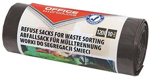 Office Products 22025232-18 - Bolsas de basura (120 L, 10 unidades/1 rollo, para separar residuos orgánicos, resistentes a la rotura, color marrón