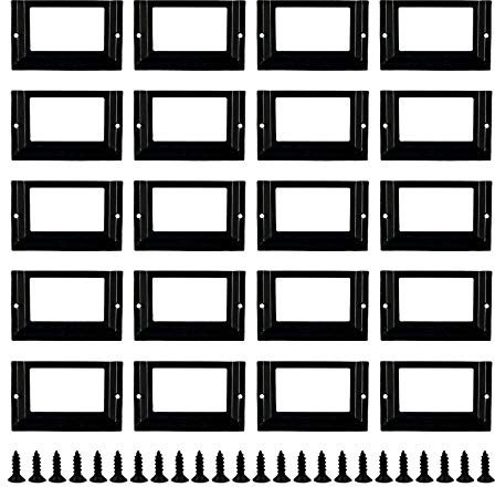 Kyuionty 20 Stück antike Etikettenhalter 7,9 x 5,1 cm Metall Namenskartenrahmen für Büro Bibliothek Datei Schublade Tag Schrank Regale Schublade (schwarz)