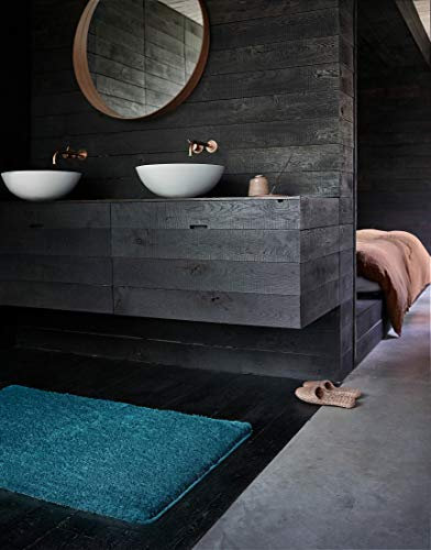 Wecon Home Basics Badteppich, Badematte, kuscheliger Flauschiger weicher Flor, rutschfest und waschbar, Joris (80 x 150 cm, türkis)