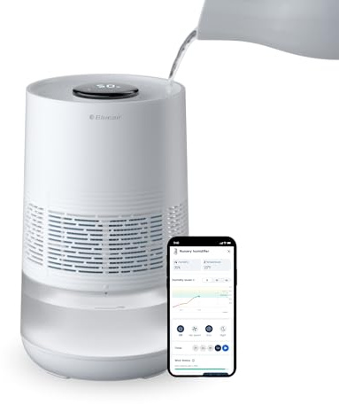 BLUEAIR Premium Smart Humidifier for Large Rooms, Bedrooms, Better Sleep with Evaporative Invisible Mist Tech, Auto Humidify, Easy Top Fill, Smart Control with App, Touchscreen, 3.5L Tank for 48 hours