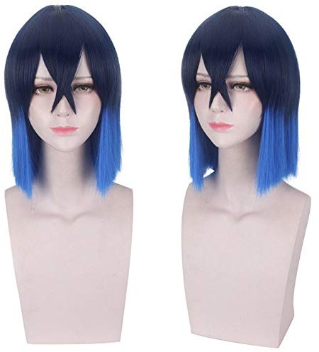Hashibira Inosuke Cosplay Perücke Gradient langes glattes Kunsthaar Anime Demon Slayer: Kimetsu keine Yaiba Inosuke Perücke + Perücke Cap Dämonentöter Perücke Nr. 593