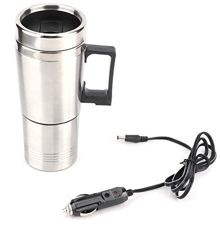Bouilloire de voiture électrique portable 12V 350ML + 150ML en acier inoxydable allume-cigare de voyage chauffage tasse à boire bouilloire à eau chaude électrique à ébullition rapide pour thé et café