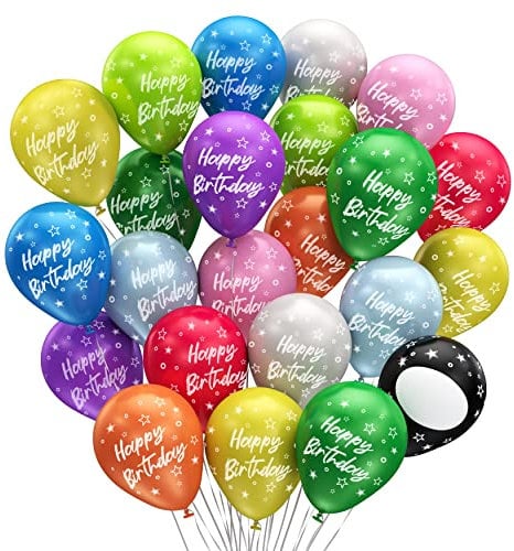 BIO Luftballons Geburtstag •15 Stück• Bunt • MADE IN EU • Premium Bio Ballons • 100% Naturlatex • Ø34 cm • Klimaneutral • Happy Birthday Luftballon • Ballons Geburtstag • Happy Birthday Ballon