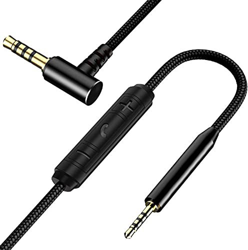 Replacement for Bose Headphone Cord, 2.5mm to 3.5mm Audio Cable for Bose 700 QC25 QC35 QC35 II OE2 AE2, JBL E45BT E55BT E65BTNC, AKG Nylon Braided Wire with Inline Mic & Volume Control (1.5m, Black)