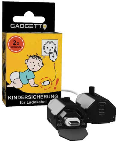 GADGETTO 2 x Kindersicherung für Kabel Handy Laptop Tablet Kopfhörer etc. I Kindersicherung Haushalt I Babys & Kinder I Steckerschutz I Schutz Kontakte