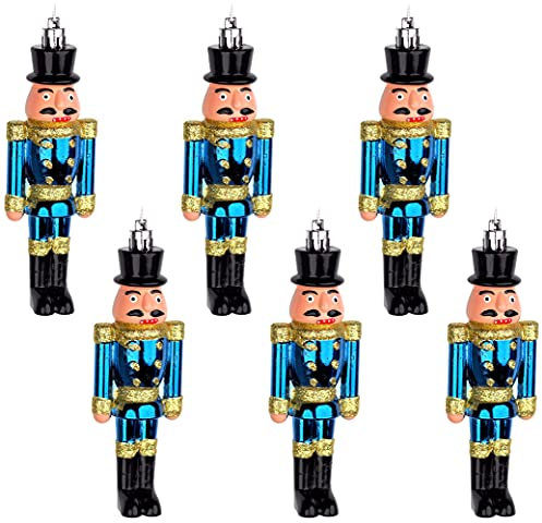 BWG 6 X Navy Blue Nutcracker Soldier 13cm Christmas Tree Baubles/Decorations