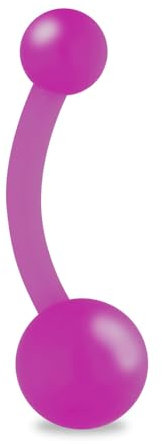 Treuheld® Bauchnabelpiercing aus Kunststoff | Farbe: Lila/Violett | Größe: 1,6 x 10 mm (Kugeln: 5 + 8 mm)