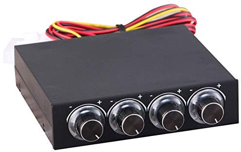 Fan Controller Speed Control 4 Knob Cooling Fan Speed Controller Adjuster LED Cooling Front Panel ndependent Turn Knob Control 4Pin Interface Power Supply for External Computer Fan
