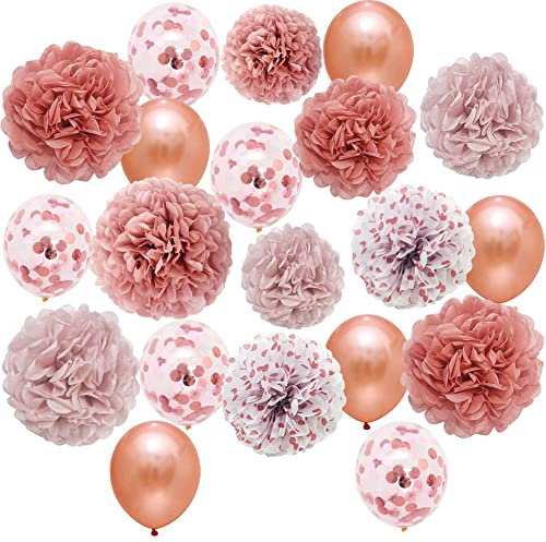 Wedding Party Decorations Rose Gold Paper Pom Poms Party Kit Women Girls Birthday Decorations Bridal Shower Decorations Girls Baby Shower Decorations