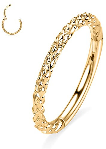 AROWRO 10mm Knorpel Conch Ohrring Nase Septum Ringe Helix Daith Ohrring 16g Nase Hoop Schmuck Chirurgenstahl Conch Daith Helix Piercing Schmuck Septum Clicker Lippenringe Gold